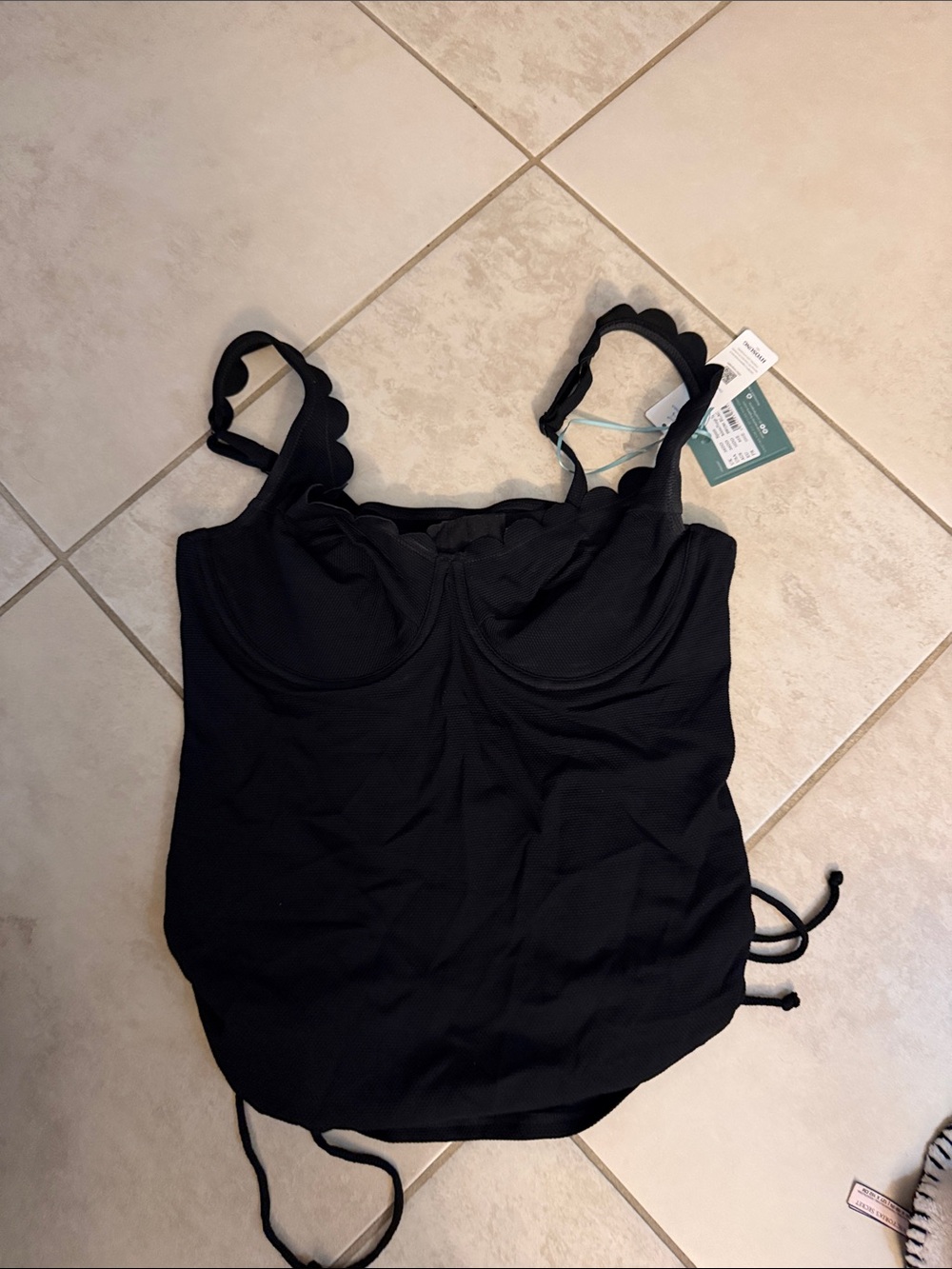 Panache Black Scallop-Edge Swim Camisole